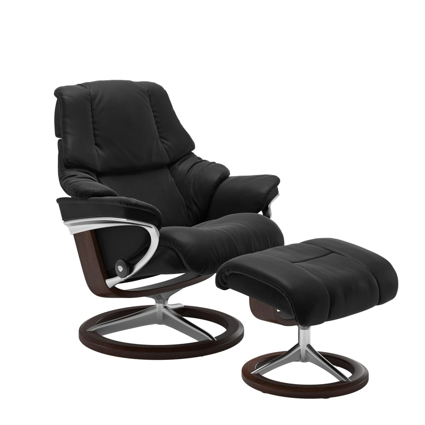 Reno Recliner - Signature Base - Paloma Black - Brown Wood