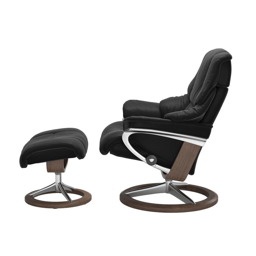 Reno Recliner - Signature Base - Paloma Black - Walnut Wood