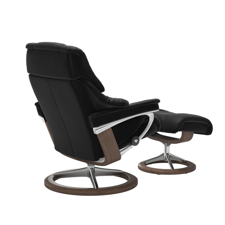 Reno Recliner - Signature Base - Paloma Black - Walnut Wood