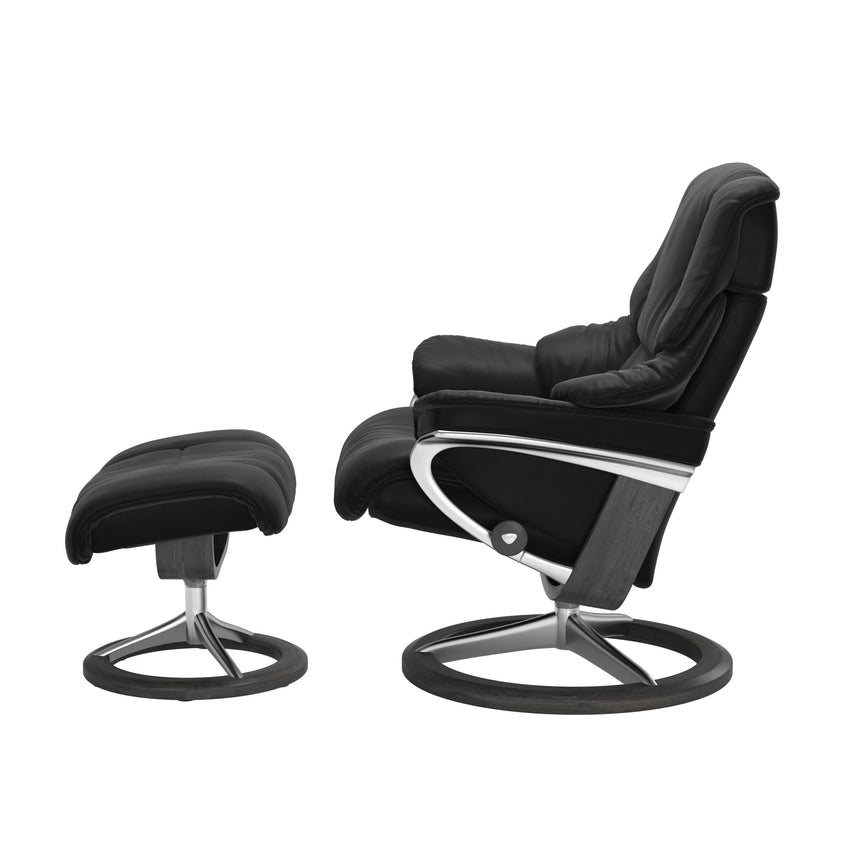 Reno Recliner - Signature Base - Paloma Black - Grey Wood