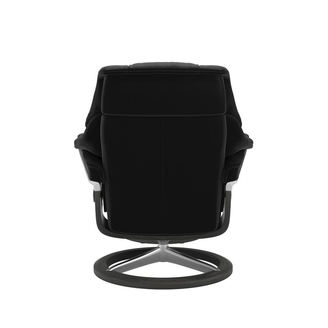 Stressless Reno Recliner Signature Base in Paloma Black, Grey, back view
