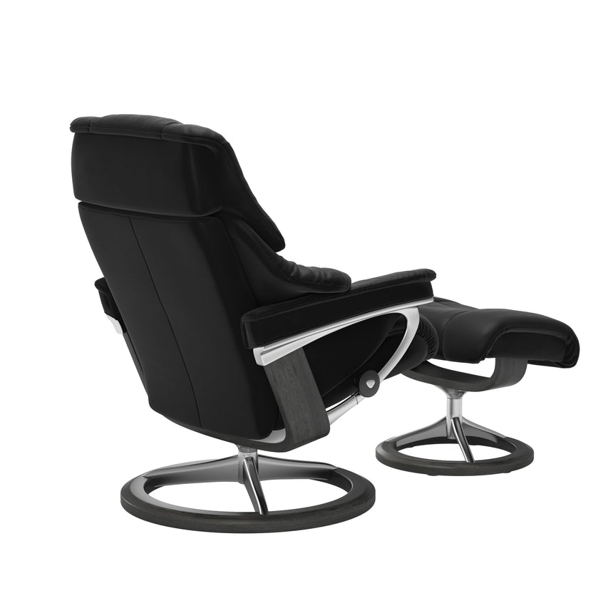 Reno Recliner - Signature Base - Paloma Black - Grey Wood