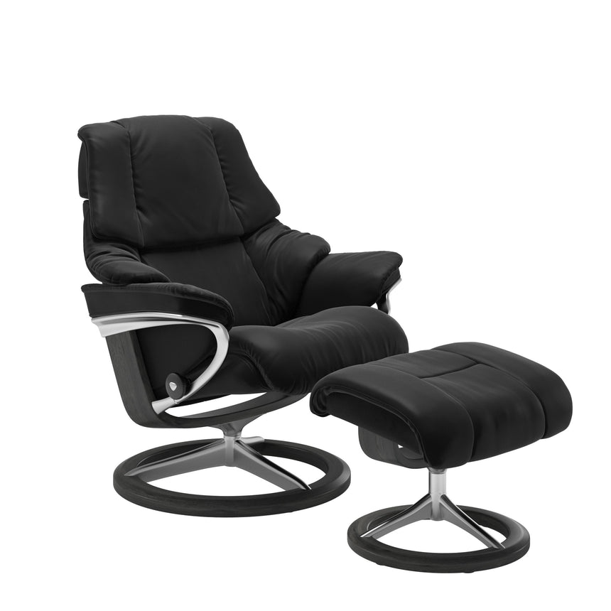Reno Recliner - Signature Base - Paloma Black - Grey Wood