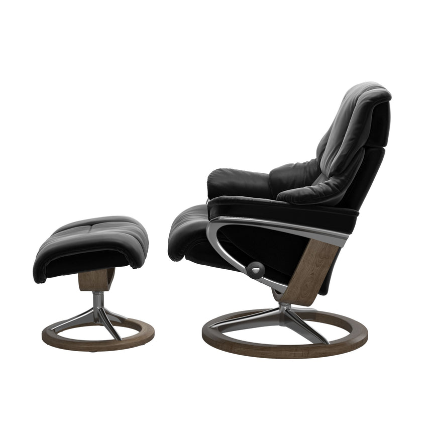 Reno Recliner - Signature Base - Paloma Black - Smoked Oak Wood