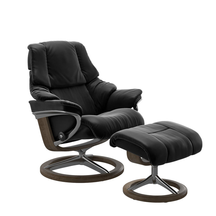 Reno Recliner - Signature Base - Paloma Black - Smoked Oak Wood