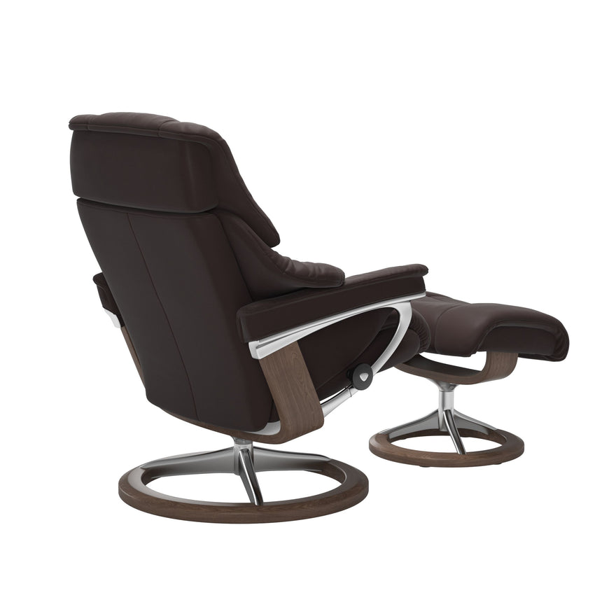 Reno Recliner - Signature Base - Paloma Chocolate - Walnut Wood