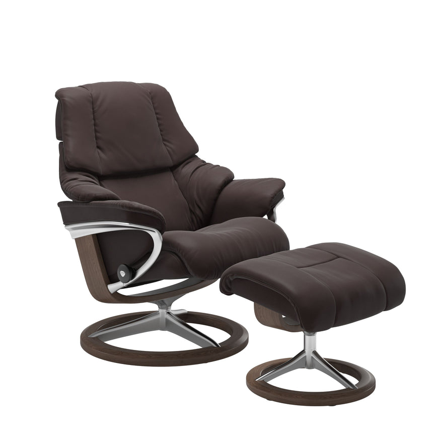 Reno Recliner - Signature Base - Paloma Chocolate - Walnut Wood