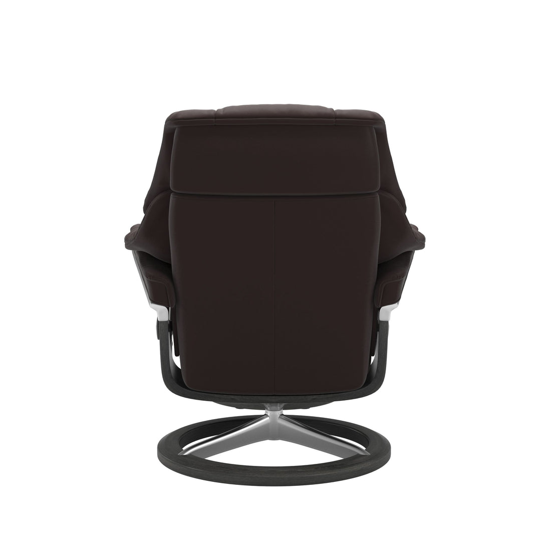 Stressless Reno Recliner Signature Base in Paloma Chocolate, Grey, back view