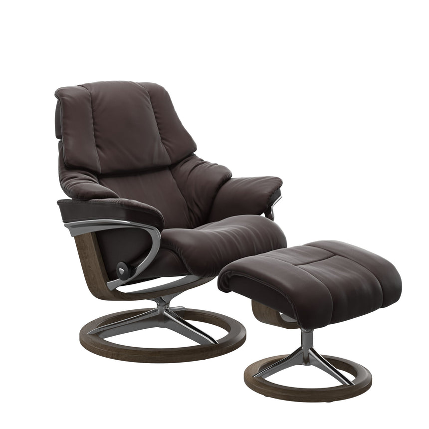 Reno Recliner - Signature Base - Paloma Chocolate - Smoked Oak Wood