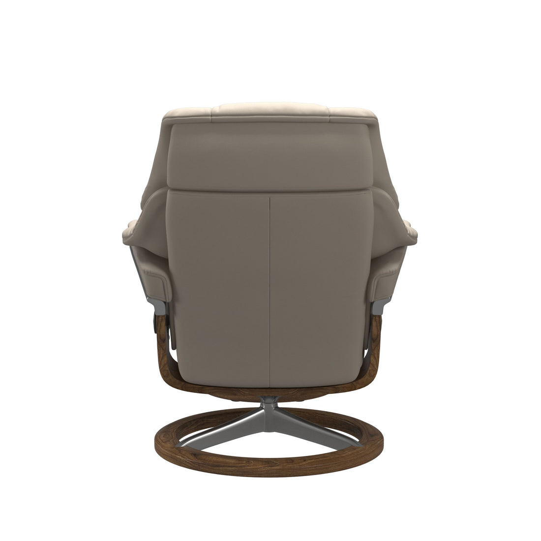 Stressless Reno Recliner Signature Base in Paloma Fog, Teak, back view