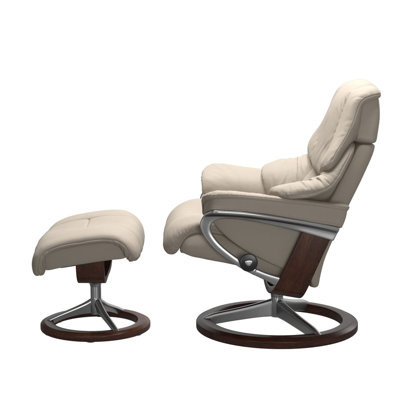 Reno Recliner - Signature Base - Paloma Fog - Brown Wood