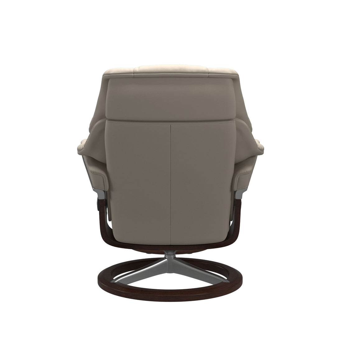 Stressless Reno Recliner Signature Base in Paloma Fog, Brown, back view