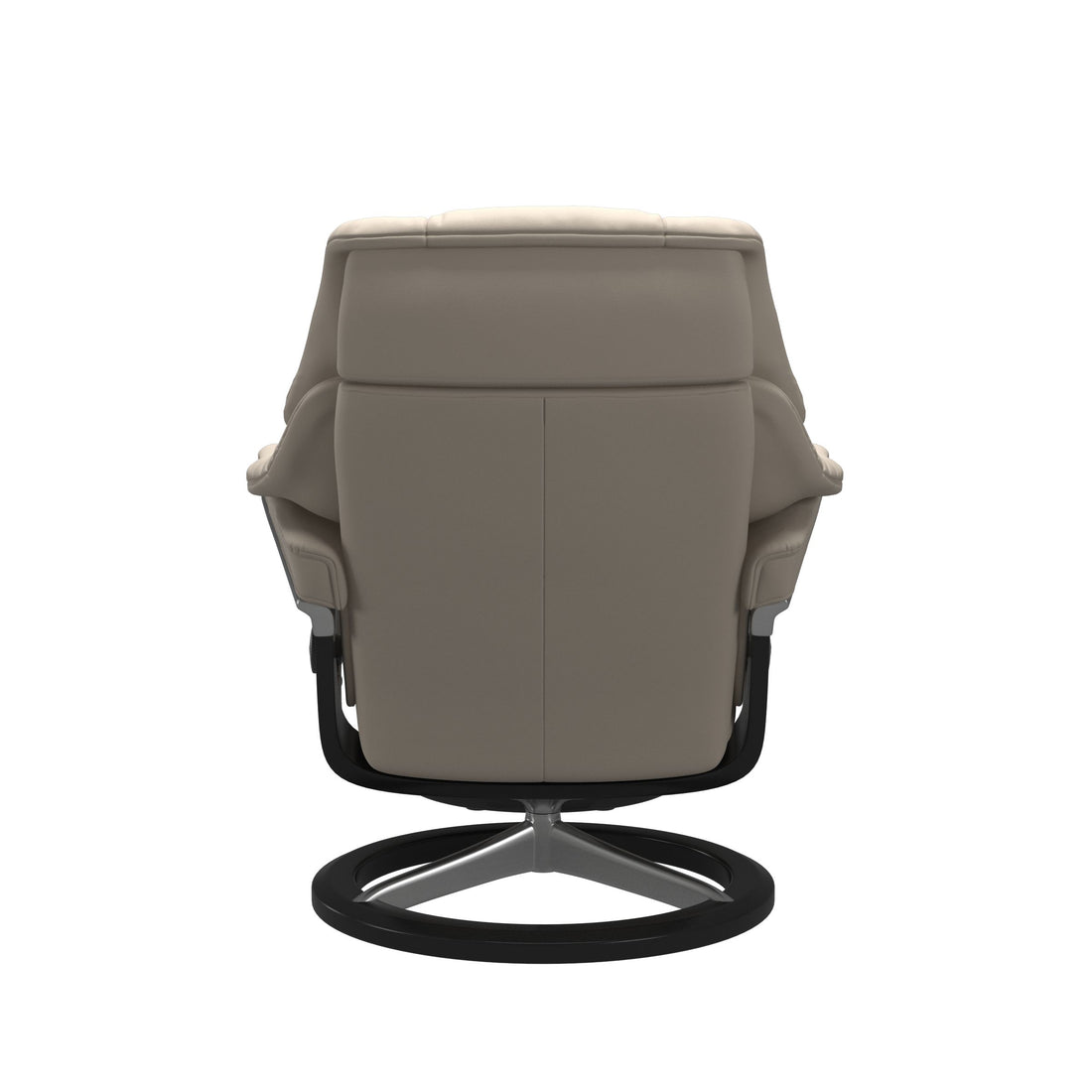 Stressless Reno Recliner Signature Base in Paloma Fog, Black, back view