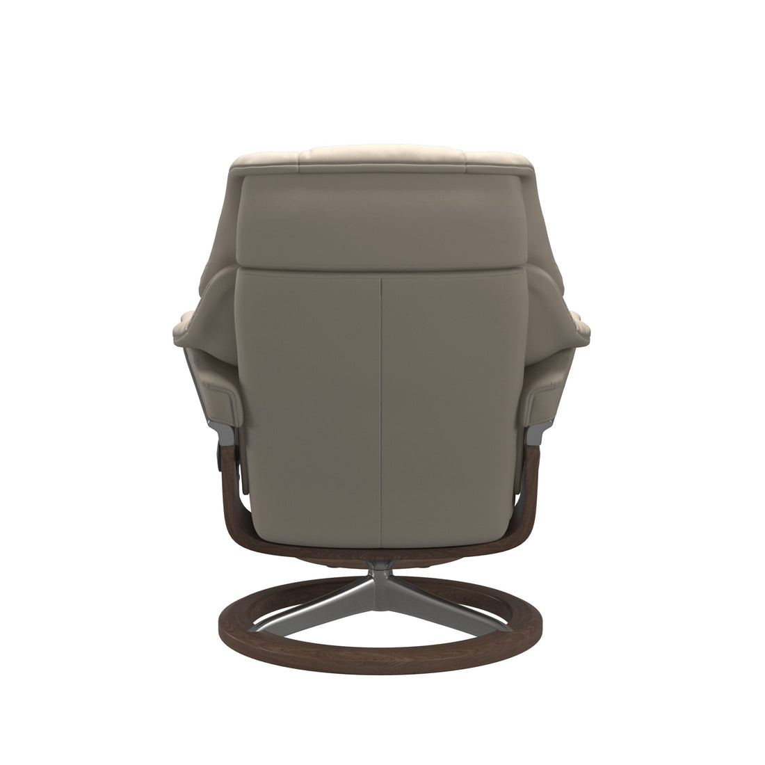 Stressless Reno Recliner Signature Base in Paloma Fog, Walnut, back view