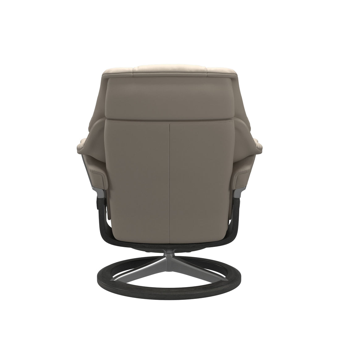 Stressless Reno Recliner Signature Base in Paloma Fog, Grey, back view