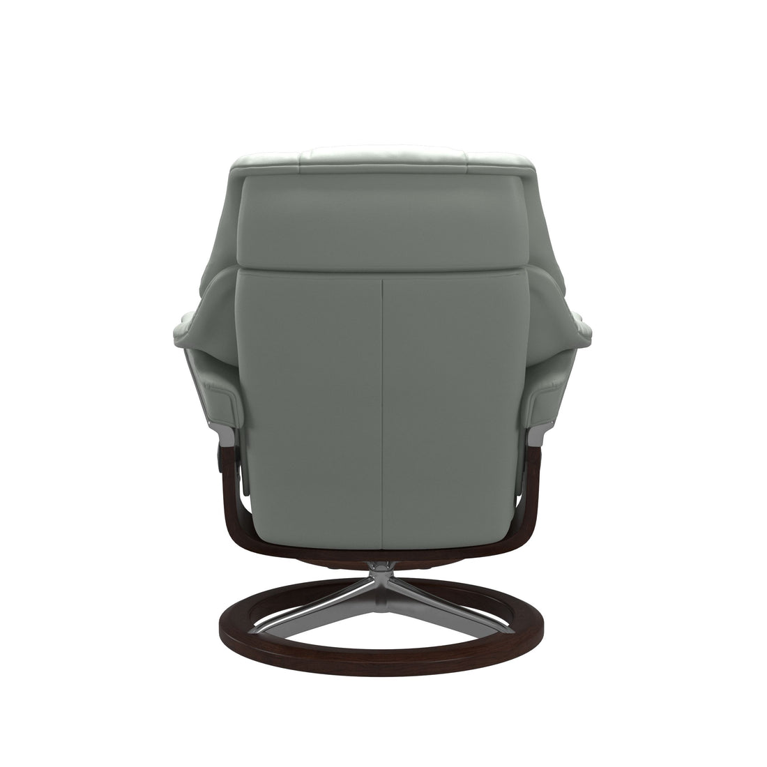 Stressless Reno Recliner Signature Base in Paloma Breezy Blue, Brown, back view
