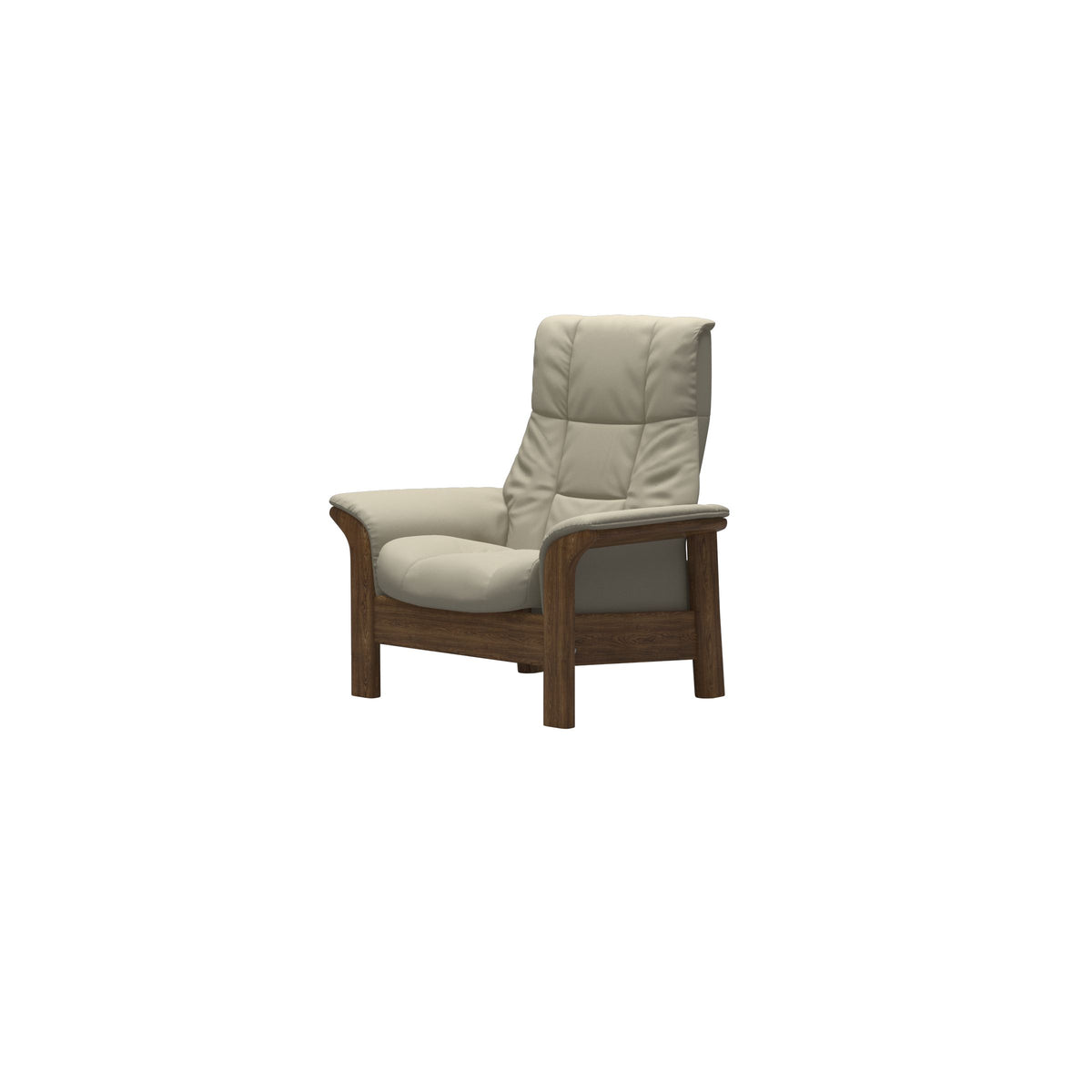 Stressless Windsor High Back Chair in Paloma Light Grey, Teak, side view