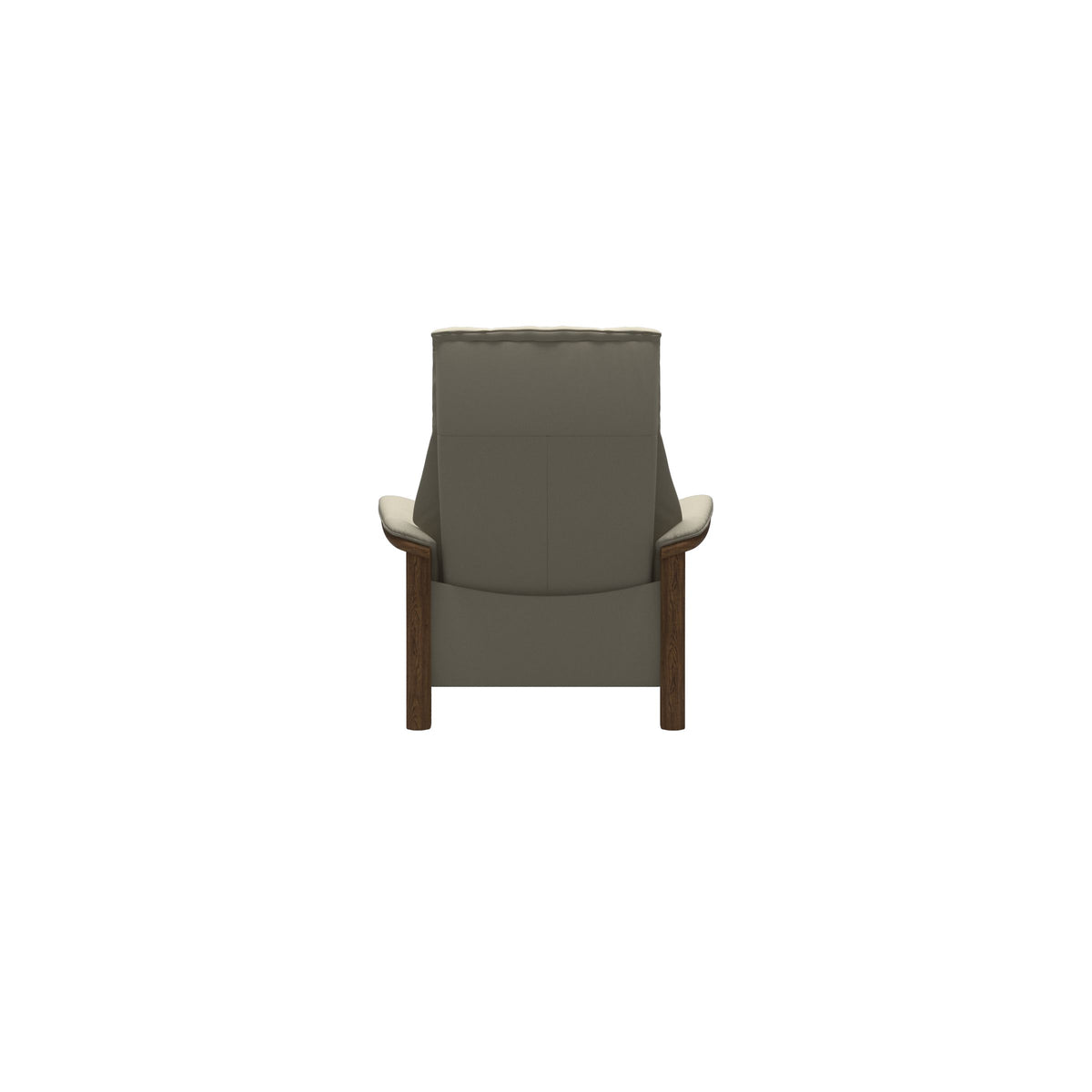 Stressless Windsor High Back Chair in Paloma Light Grey, Teak, rear three-quarter view