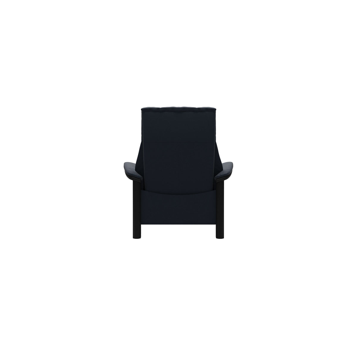 Stressless Windsor High Back Chair in Paloma Oxford Blue, Black, rear three-quarter view
