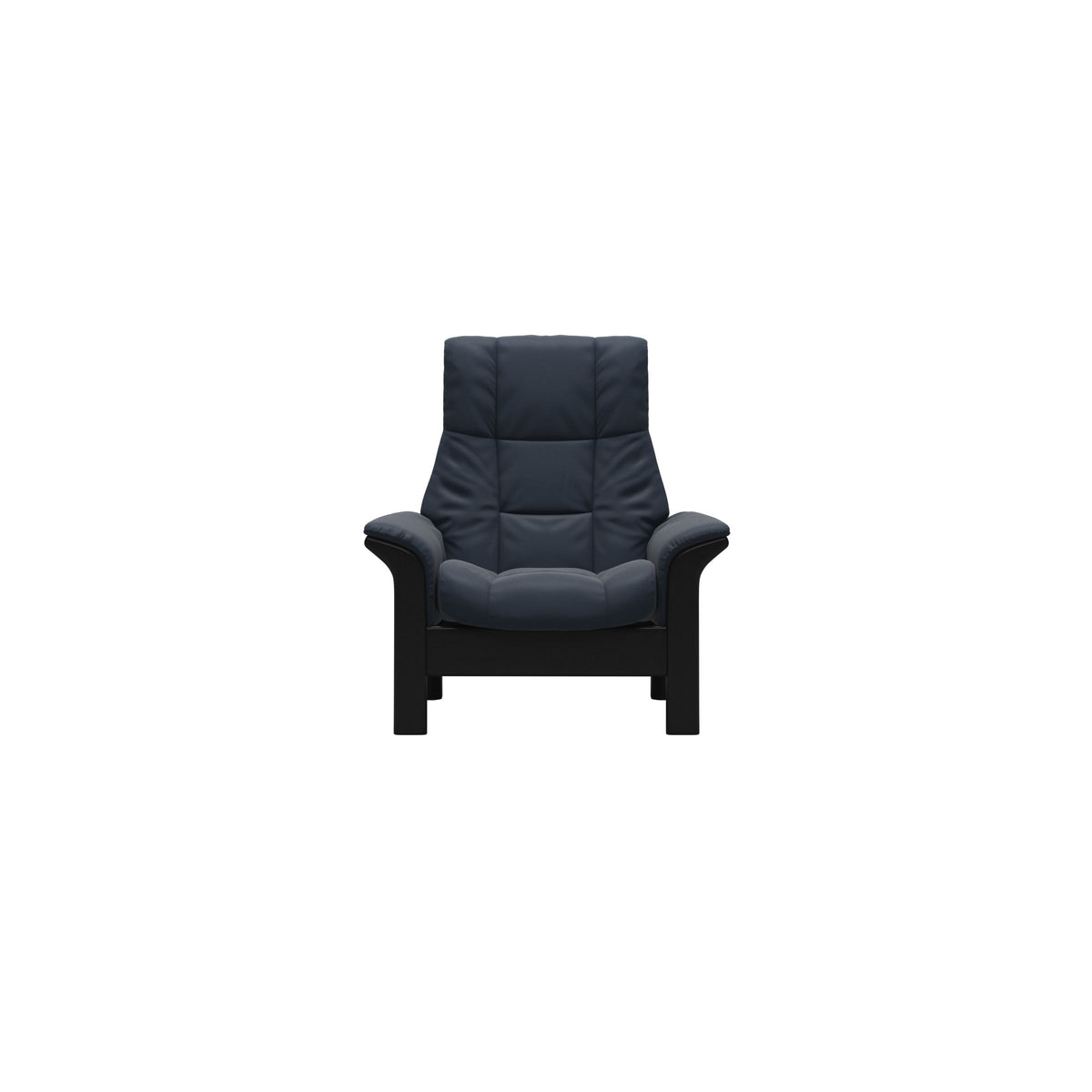 Stressless Windsor High Back Chair in Paloma Oxford Blue, Black, front view