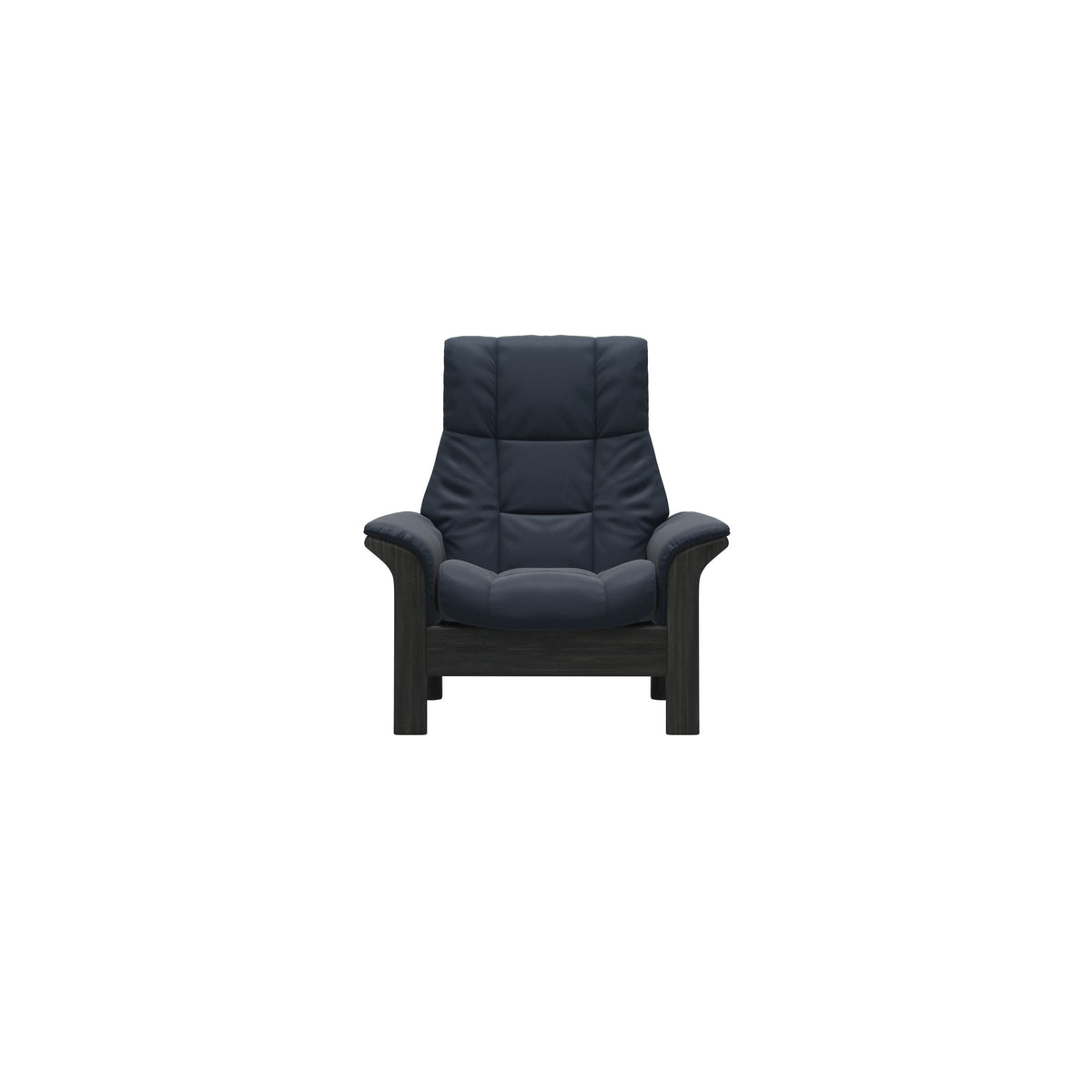Stressless Windsor High Back Chair in Paloma Oxford Blue, Grey, front view