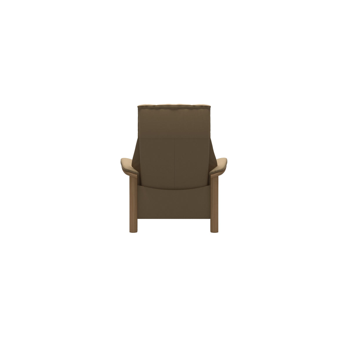 Stressless Windsor High Back Chair in Paloma Sand, Oak, rear three-quarter view