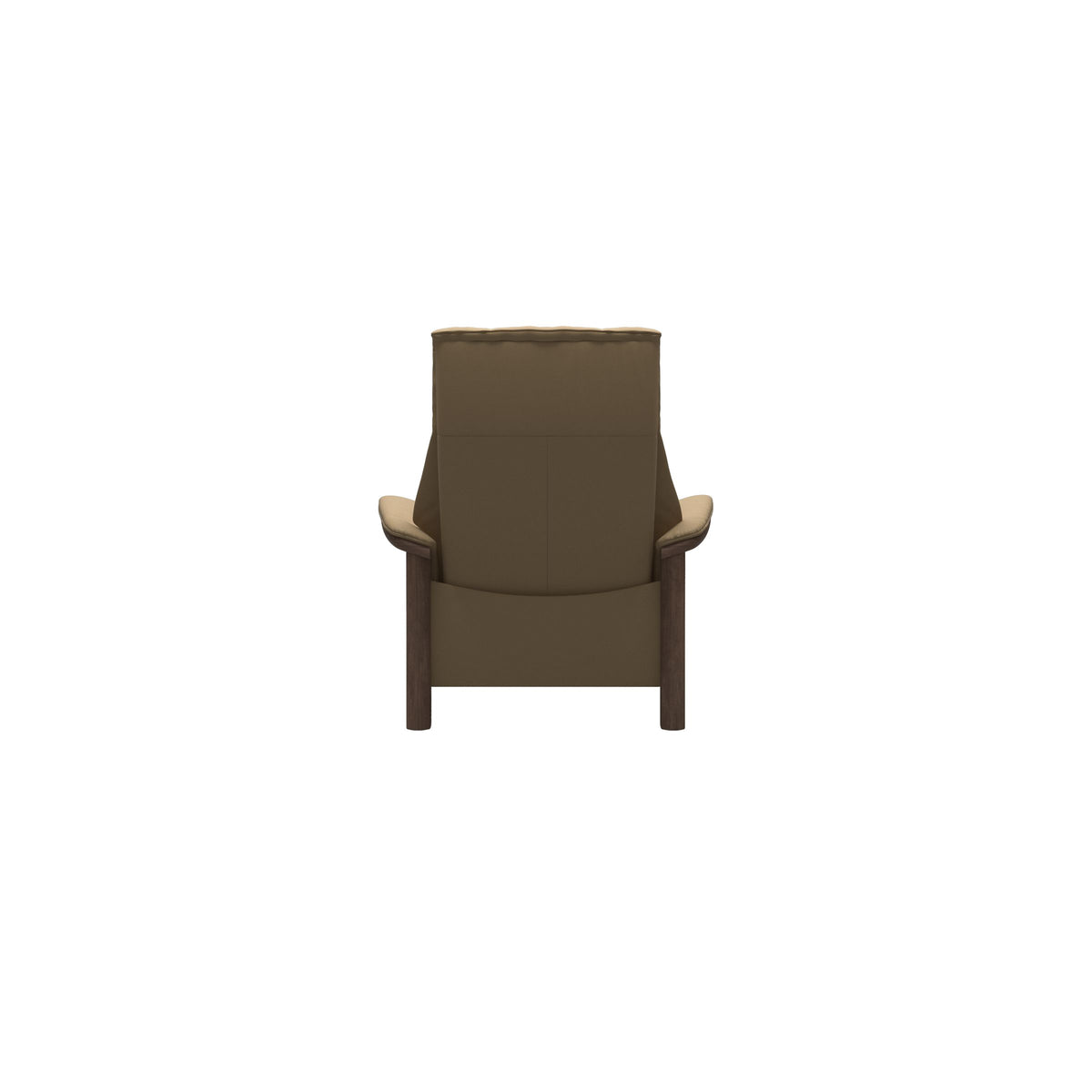 Stressless Windsor High Back Chair in Paloma Sand, Walnut, rear three-quarter view