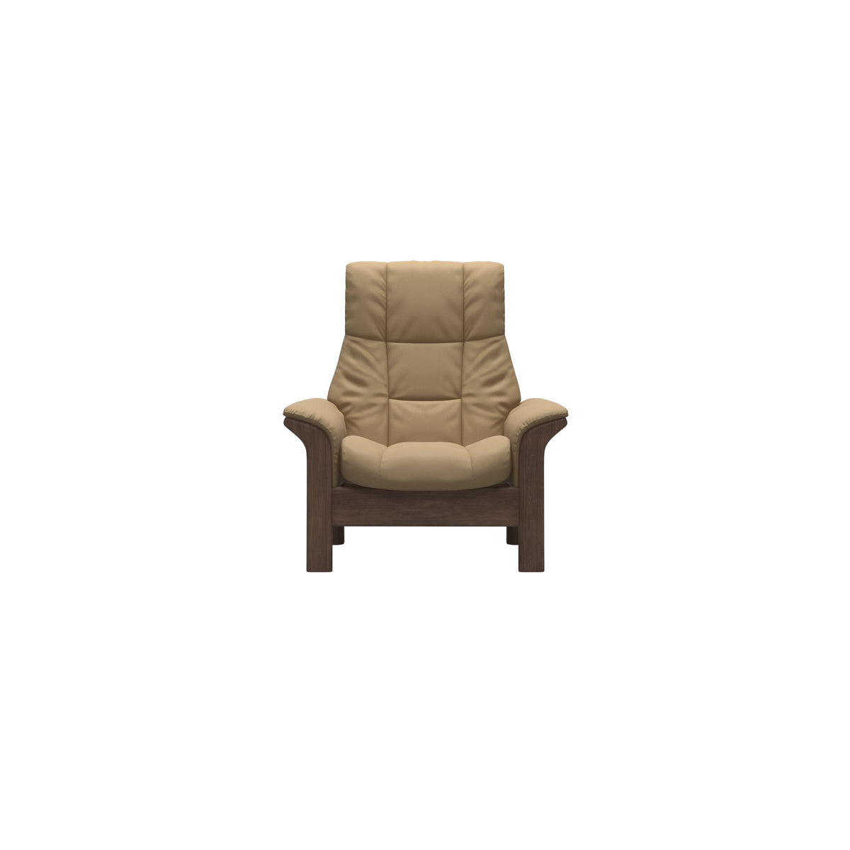 Stressless Windsor High Back Chair in Paloma Sand, Walnut, front view