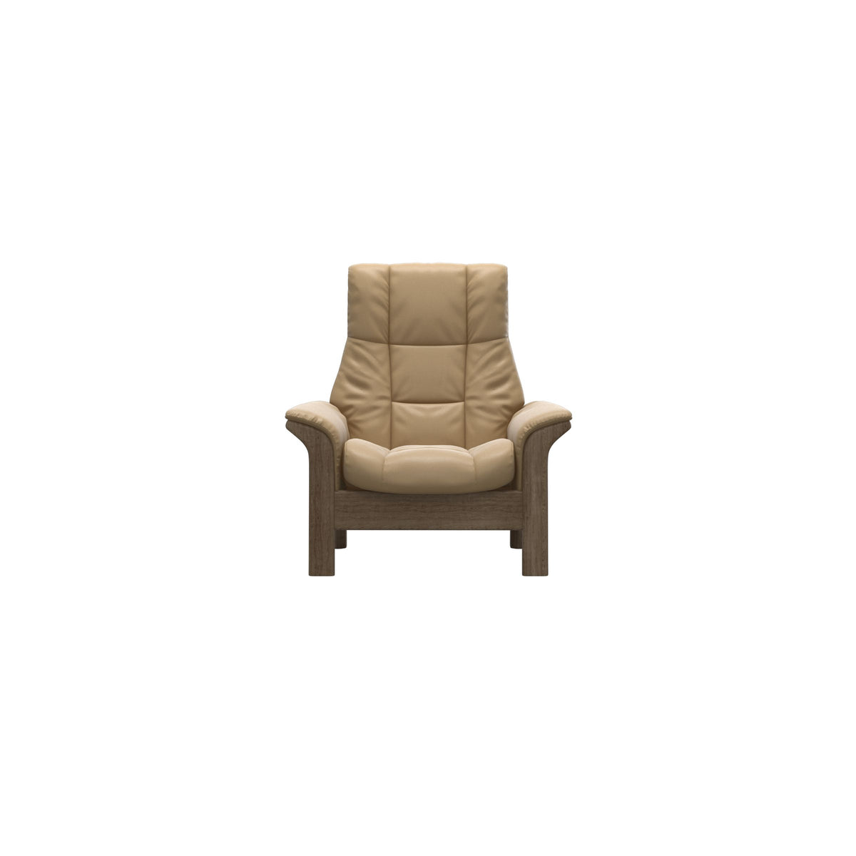 Stressless Windsor High Back Chair in Paloma Sand, Smoked Oak, front view