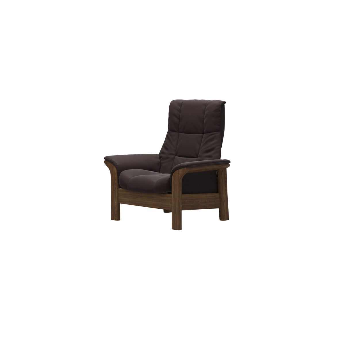 Stressless Windsor High Back Chair in Paloma Chocolate, Teak, side view