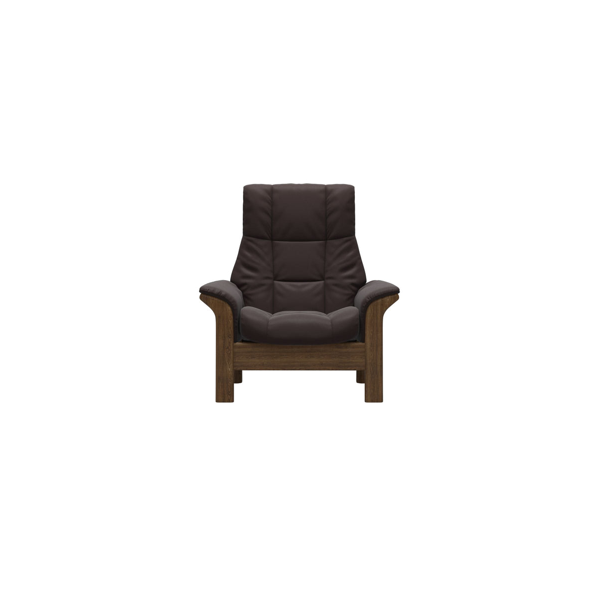 Stressless Windsor High Back Chair in Paloma Chocolate, Teak, front view