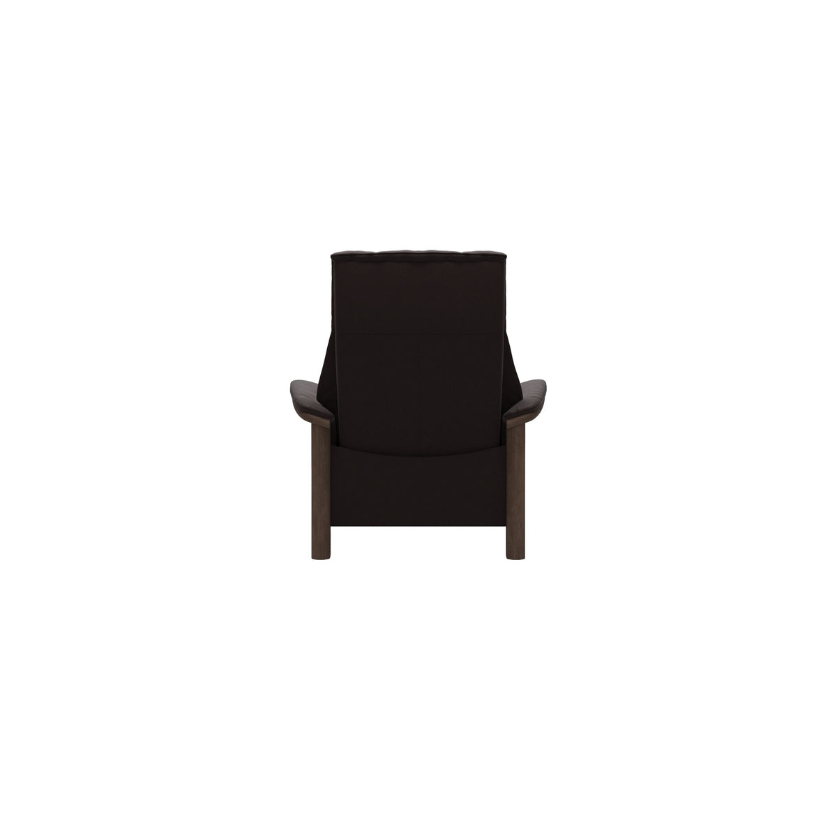 Stressless Windsor High Back Chair in Paloma Chocolate, Walnut, rear three-quarter view