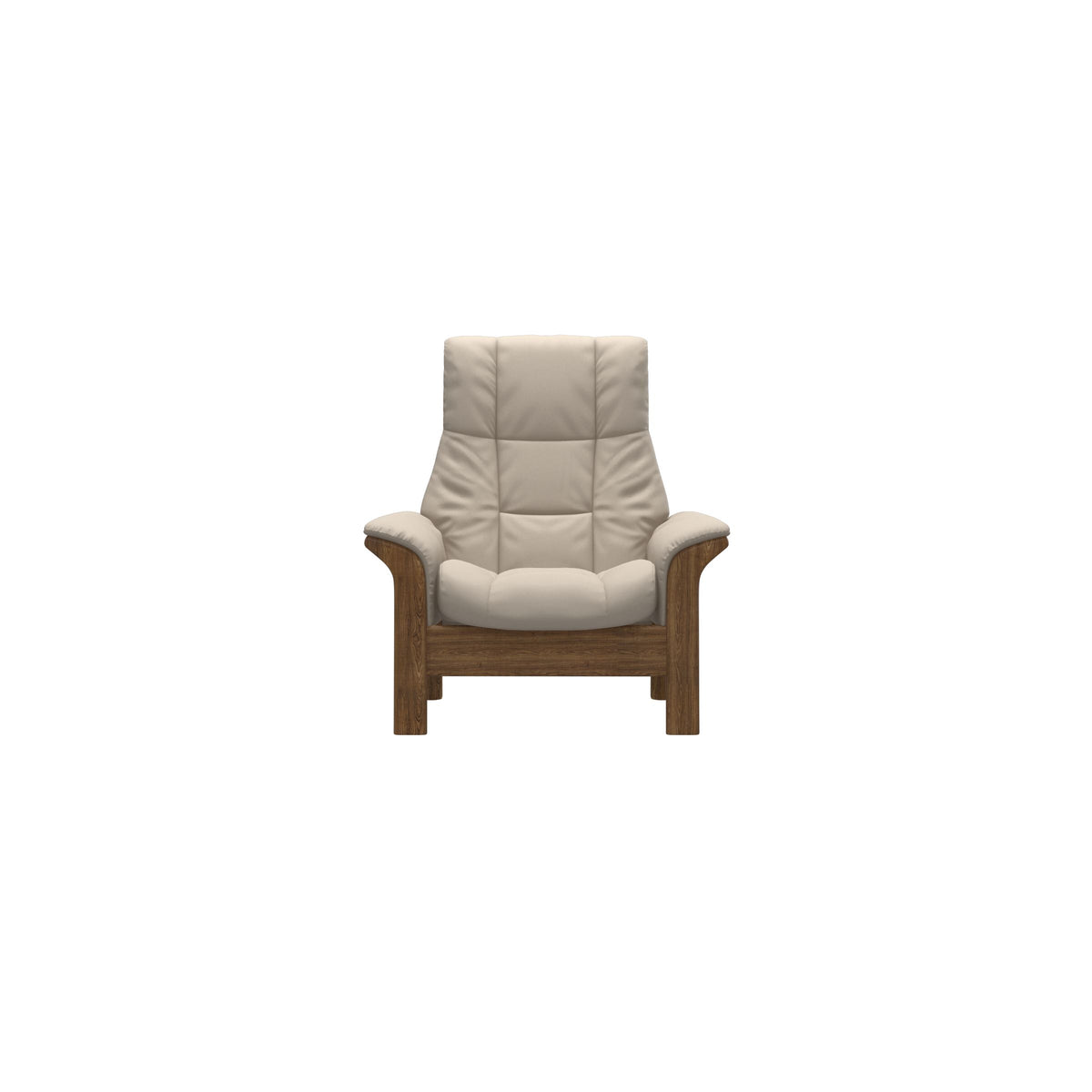 Stressless Windsor High Back Chair in Paloma Fog, Teak, front view