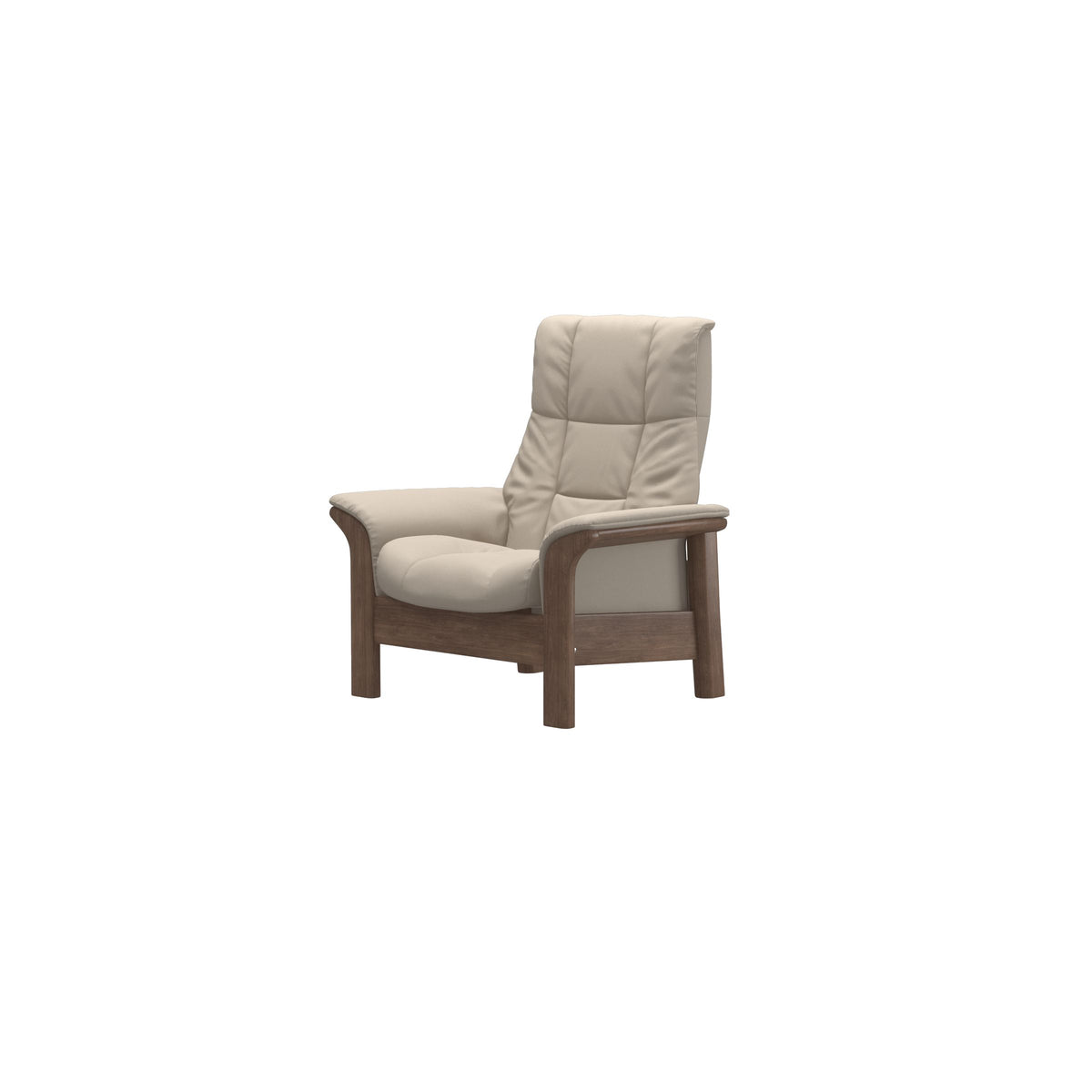 Stressless Windsor High Back Chair in Paloma Fog, Walnut, side view
