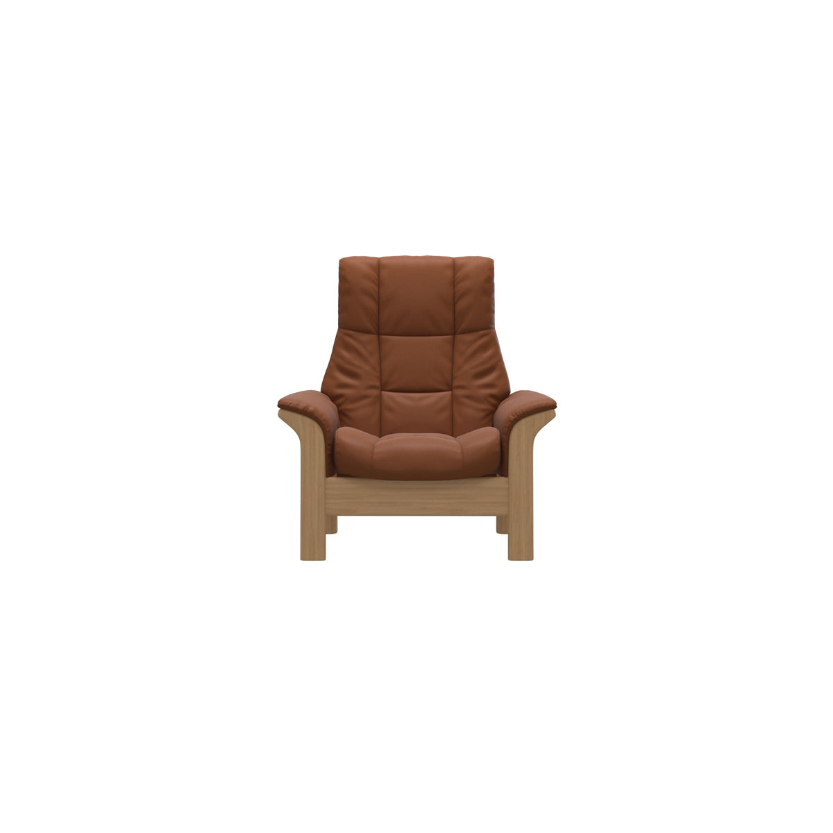 Stressless Windsor High Back Chair in Paloma New Cognac, Oak, front view