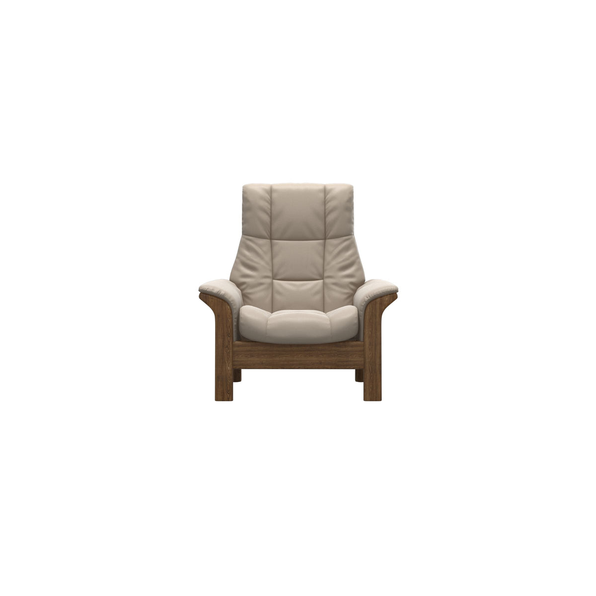 Stressless Windsor High Back Chair in Paloma Mushroom, Teak, front view