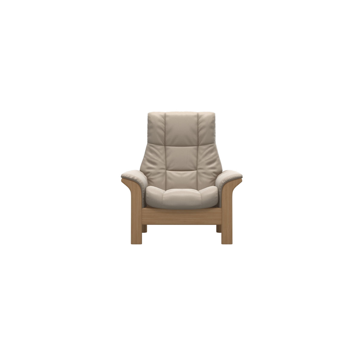 Stressless Windsor High Back Chair in Paloma Mushroom, Oak, front view