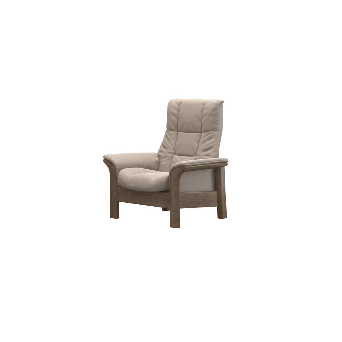 Stressless Windsor High Back Chair in Paloma Mushroom, Smoked Oak, side view