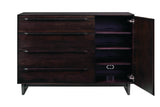 West Bros Camber Door Dresser in 92 Graphite, with the drawers open
