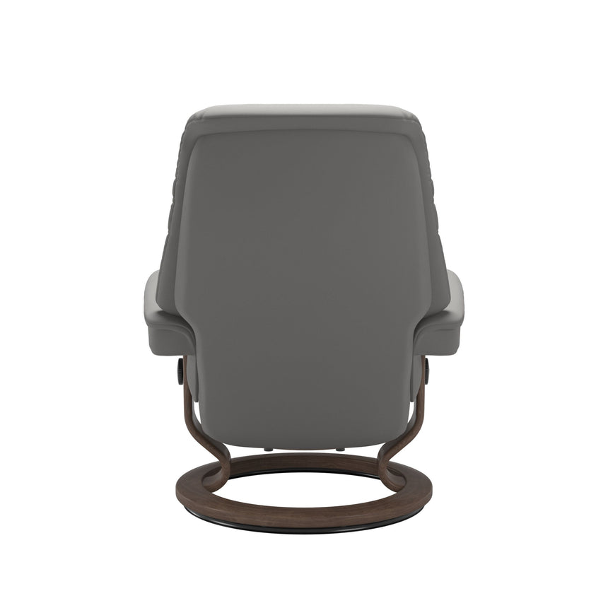 Sunrise Recliner - Classic Base - Paloma Silver Grey - Walnut Wood