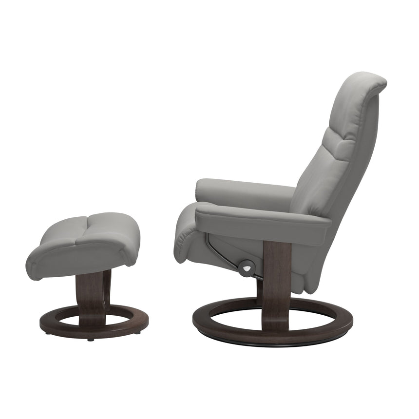 Sunrise Recliner - Classic Base - Paloma Silver Grey - Wenge Wood