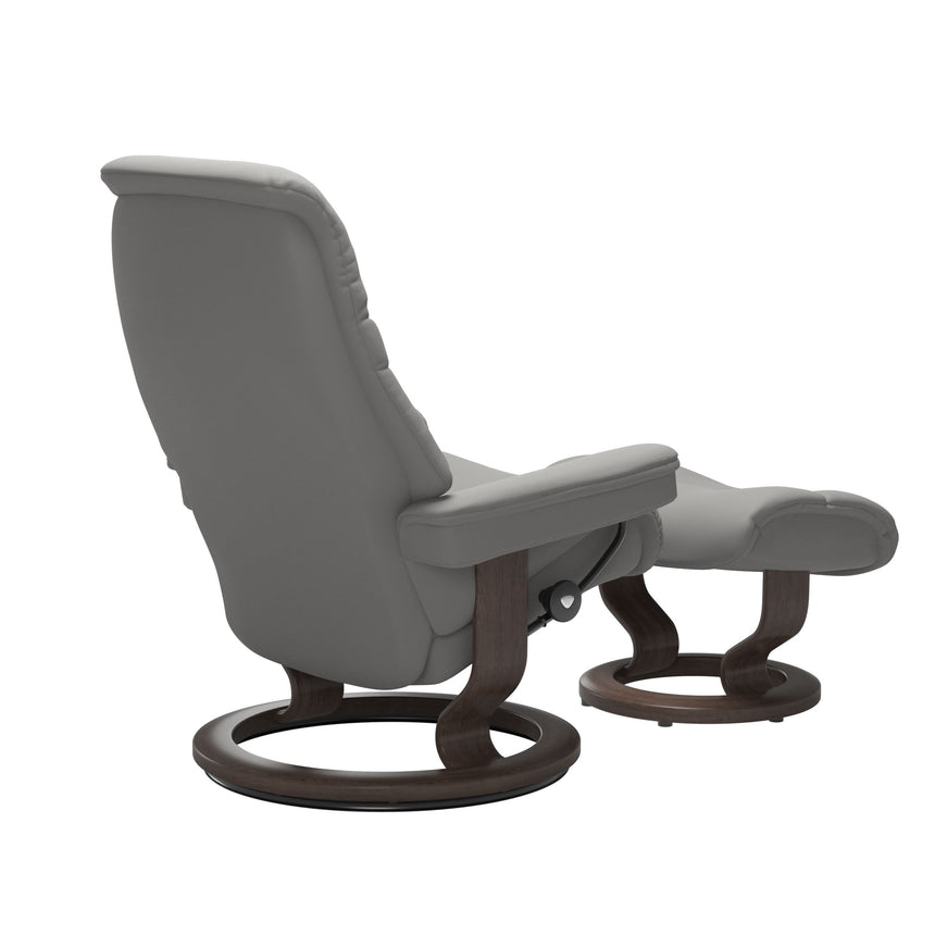 Sunrise Recliner - Classic Base - Paloma Silver Grey - Wenge Wood
