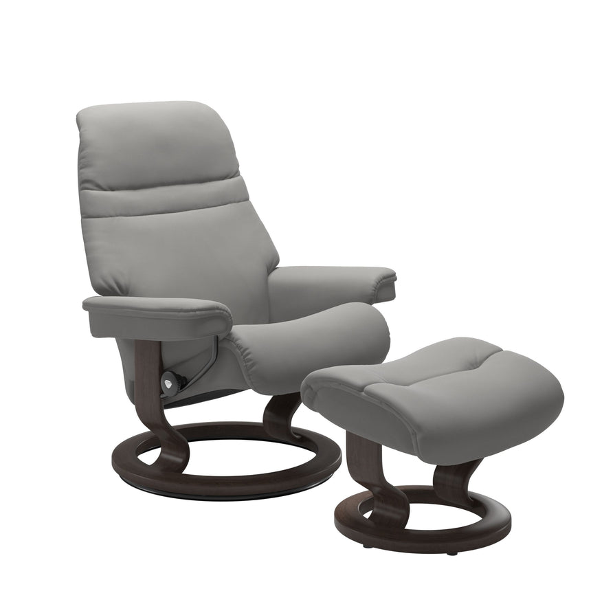 Sunrise Recliner - Classic Base - Paloma Silver Grey - Wenge Wood