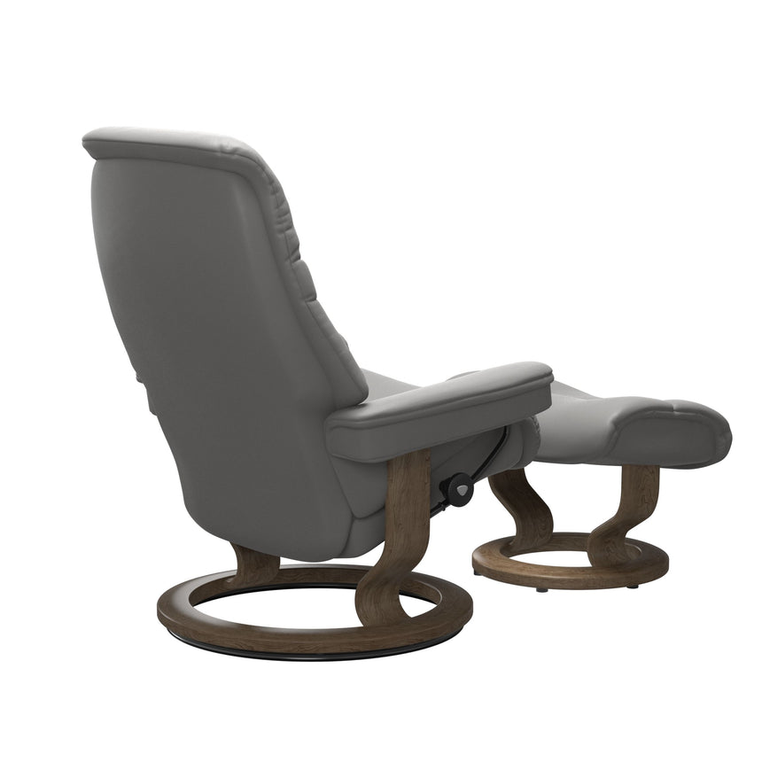 Sunrise Recliner - Classic Base - Paloma Silver Grey - Smoked Oak Wood