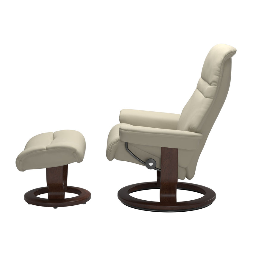 Sunrise Recliner - Classic Base - Paloma Light Grey - Brown Wood