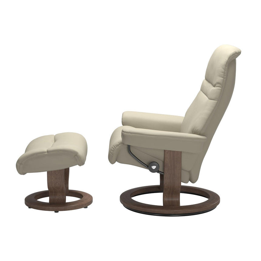 Sunrise Recliner - Classic Base - Paloma Light Grey - Walnut Wood