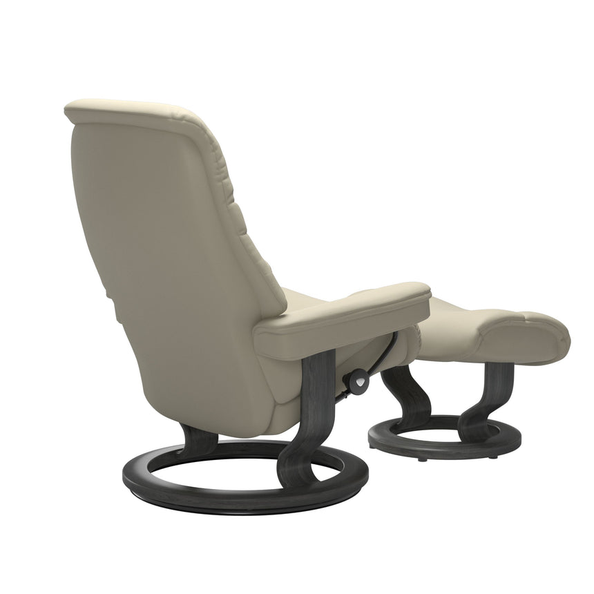 Sunrise Recliner - Classic Base - Paloma Light Grey - Grey Wood