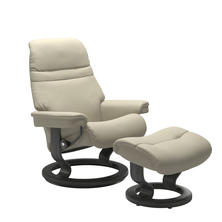 Sunrise Recliner - Classic Base - Paloma Light Grey - Grey Wood