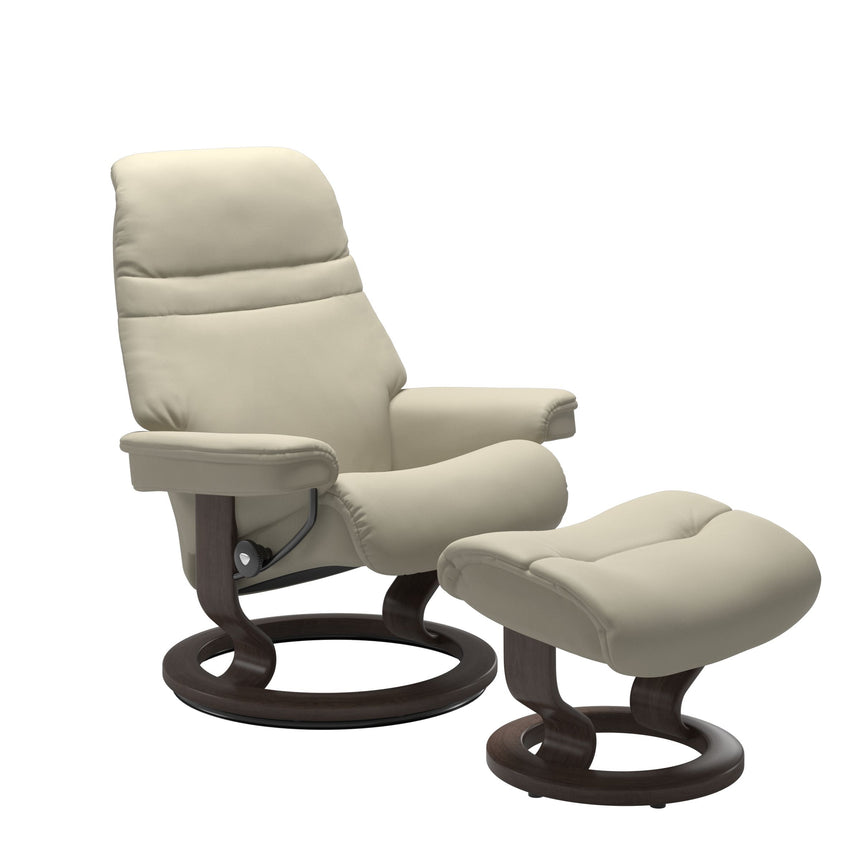 Sunrise Recliner - Classic Base - Paloma Light Grey - Wenge Wood