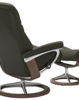 Paloma Leather Dark Olive M/L & Walnut Base | Stressless Sunrise Signature Recliner | Valley Ridge Furniture